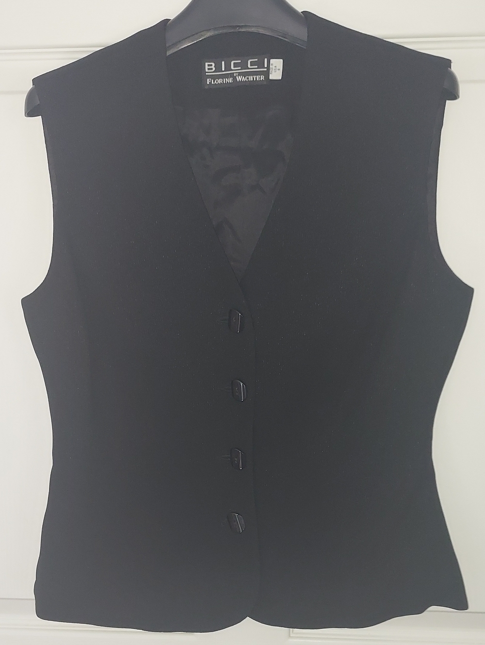 Bicci Florine Wachter Black Tailored Vest Waistcoat Sz 6 Made USA